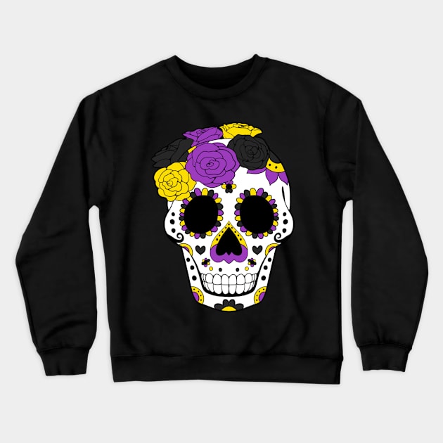 NonBinary | NB Pride - SugarSkulls Dia de los Muertos Crewneck Sweatshirt by celestinaart